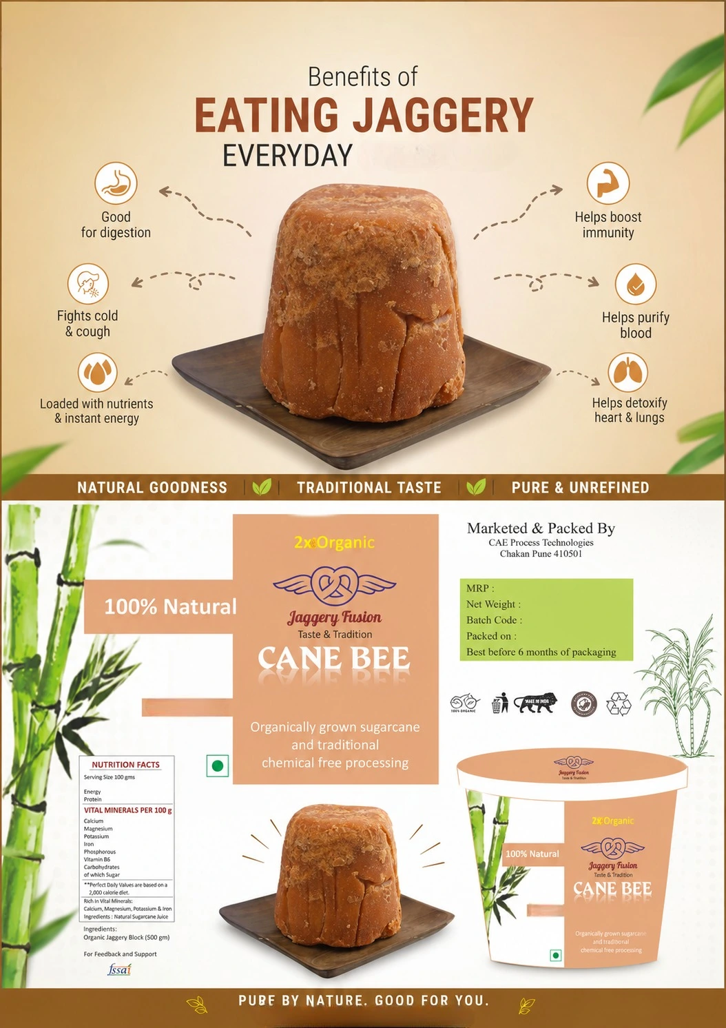 Pure organic jaggery